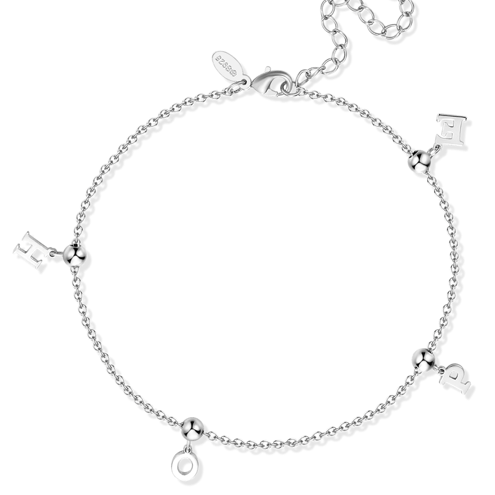 Personalized Dangle Name Anklet Sterling Silver