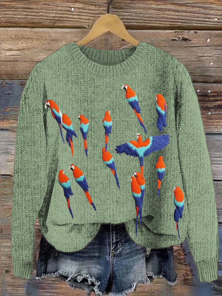 Birds of the Forest Cozy Knit Sweater
