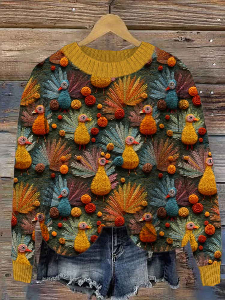 Farm Turkey Crew Neck Cozy Sweater