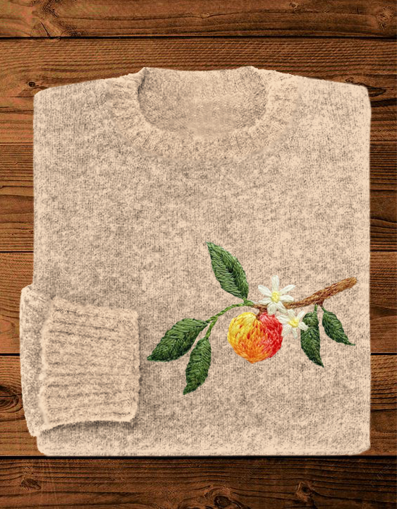 Peach Embroidery Cozy Sweater