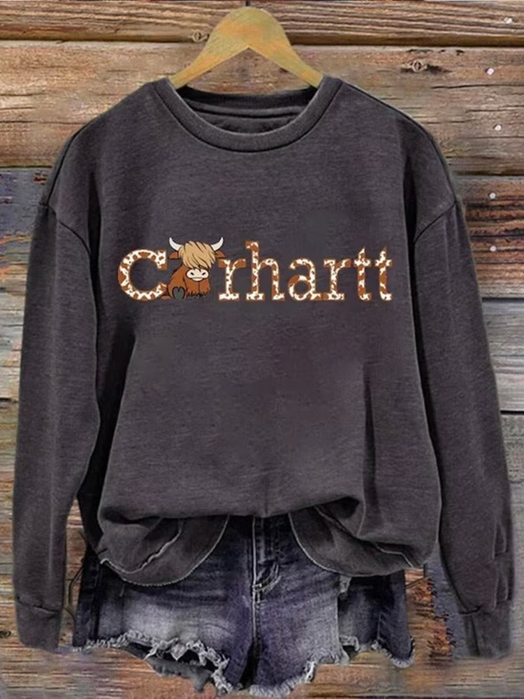 Highland Cow Carhartt Print Sweatshirt