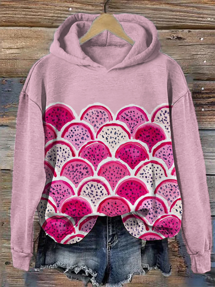 Pitaya Inspired Wave Watercolor Cozy Hoodie