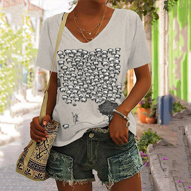 Women's Jesus Leaves the 99,Rejoices over One Lost Sheep V Neck T-Shirt