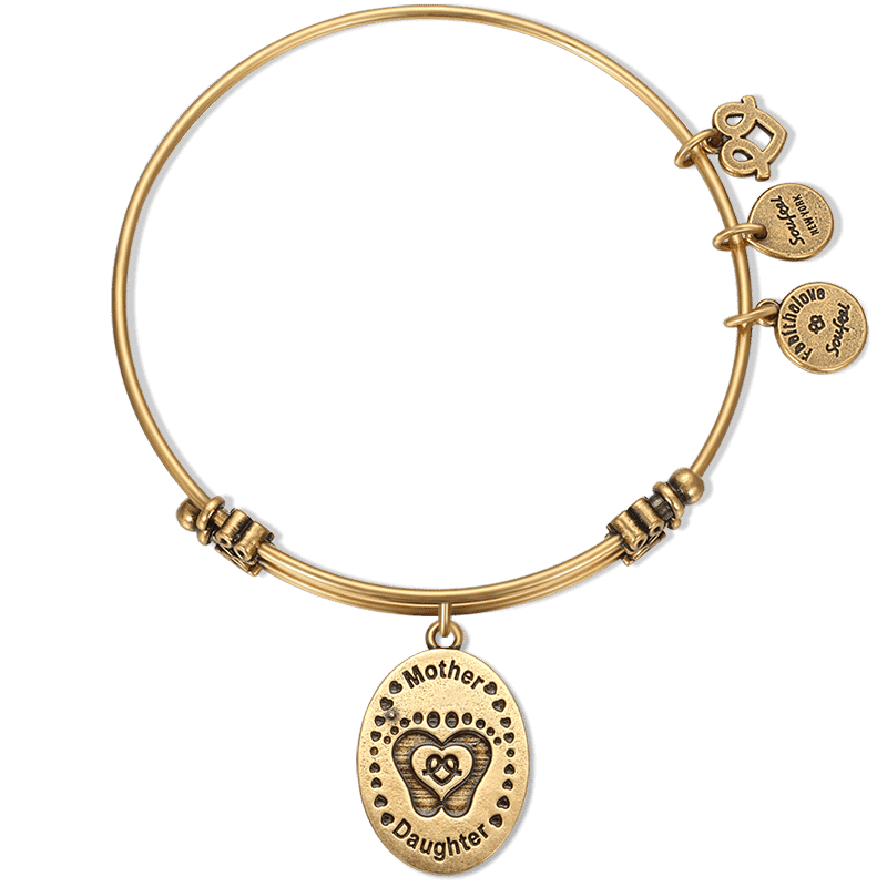 Mother and Daughter Charm Bangle Gold Plated