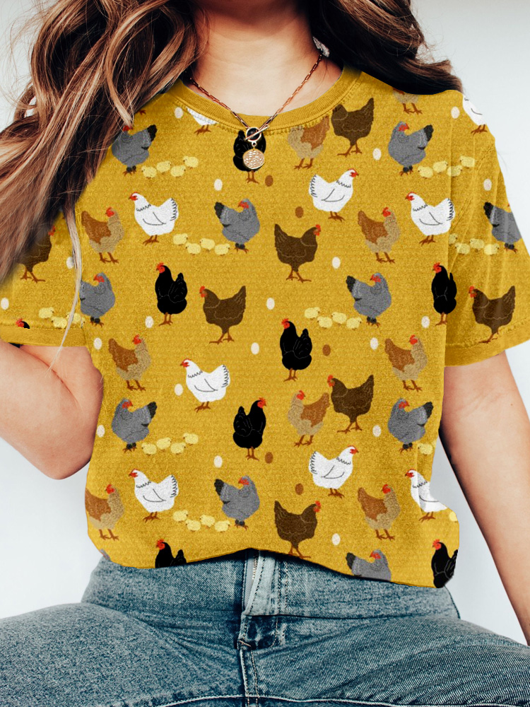 Hens and Chicks Graphic Vintage Cozy T Shirt