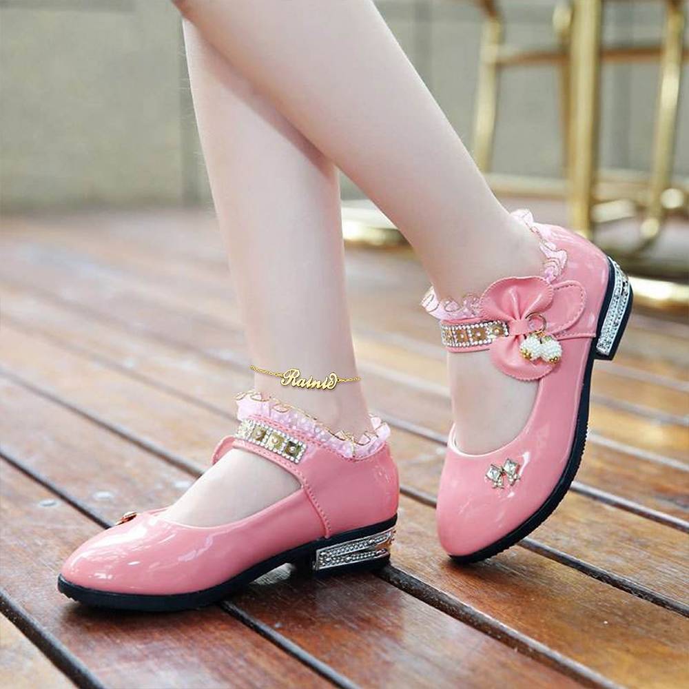 Children's Name Anklet 14K Gold Plated - Length Adjustable