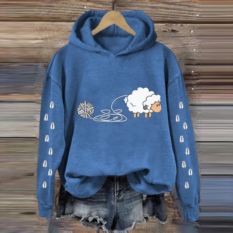 Women's Cute Jesus Sheep Print Hoodie