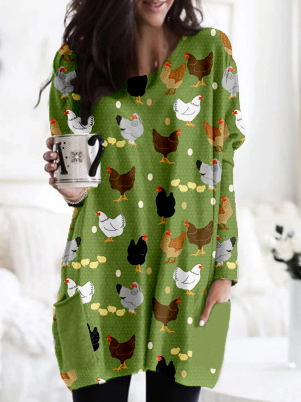 Hens and Chicks Graphic Vintage Comfy Tunic
