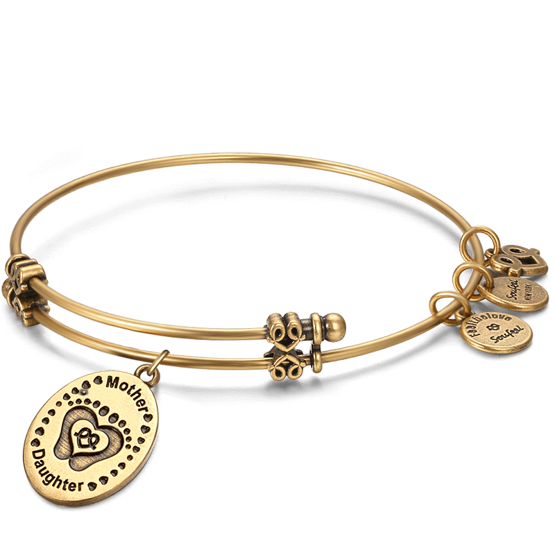 Mother and Daughter Charm Bangle Gold Plated