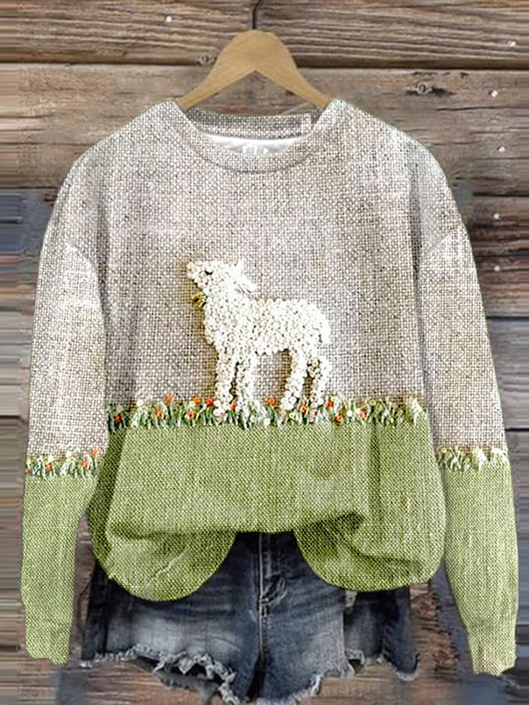 Sheep Art Print Hoodie Long Sleeve Sweatshirt