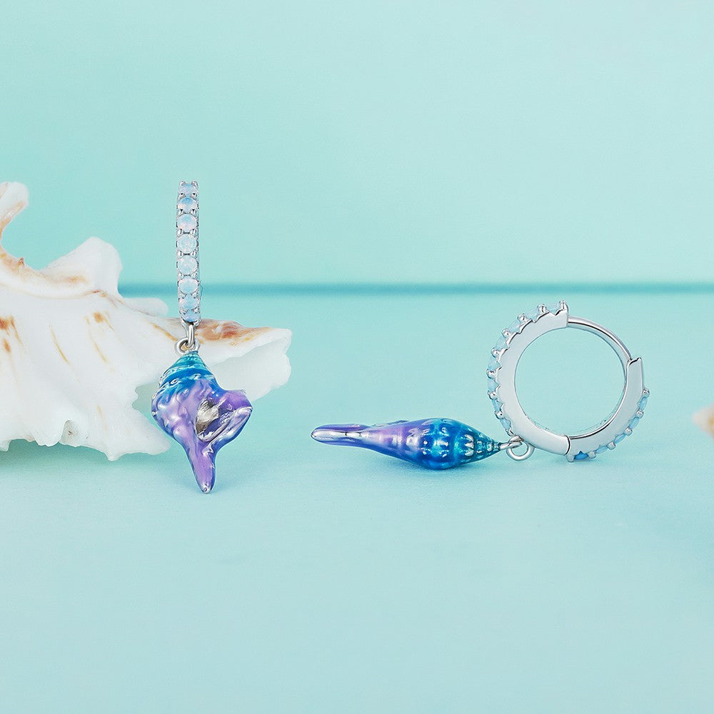 Fantasy Conch Shell Earrings Silver