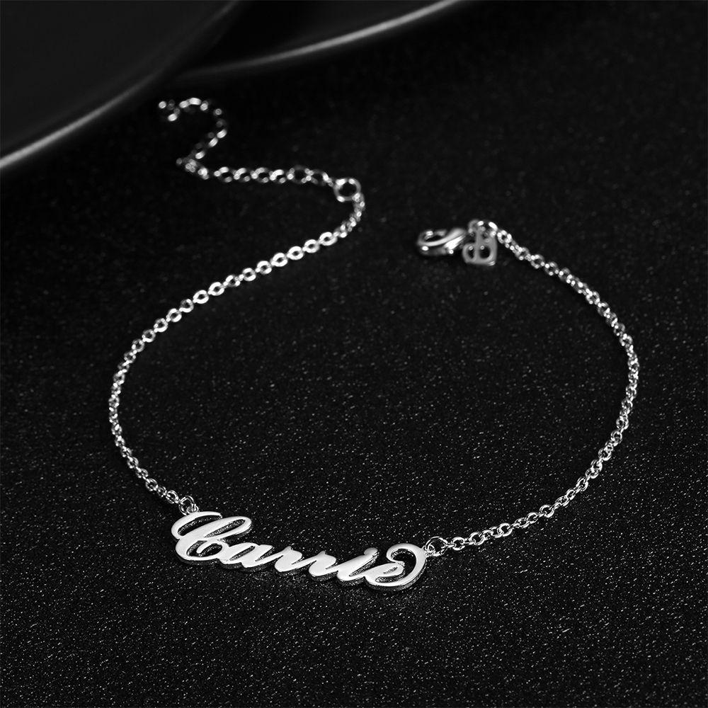 Custom Name Anklet, Personalized Jewelry Platinum  Plated - Silver
