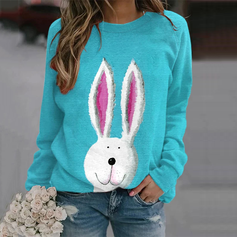 Women'S Easter Bunny Print Sweatshirt