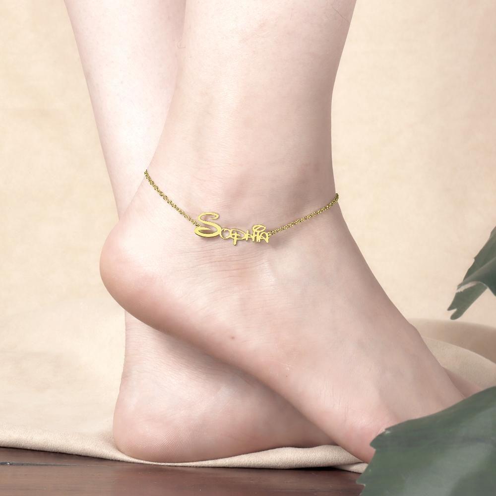 Custom Name Anklet Gold Plated Delicate Gift