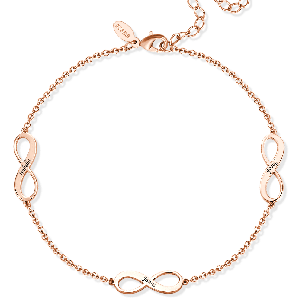 Engraved Infinity Anklet Rose Gold Plated Silver