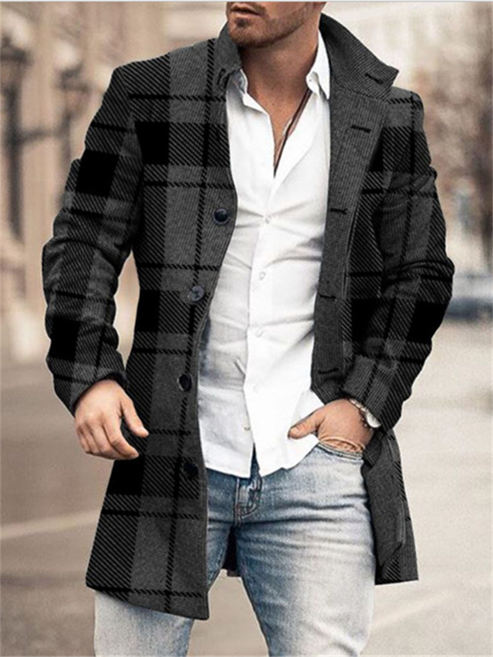 Men's Stand-up Collar Long Casual Coat
