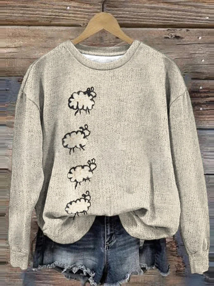 Women's Sheep Print Sweatshirt