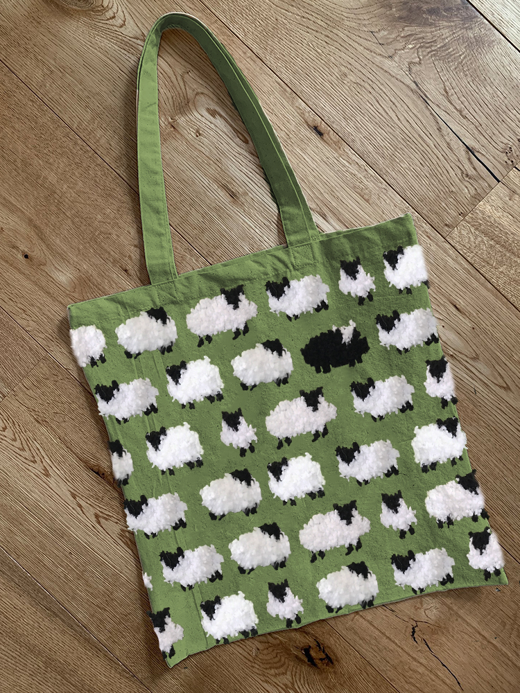 Vintage Fuzzy Sheep Fleece Pattern Tote Bag