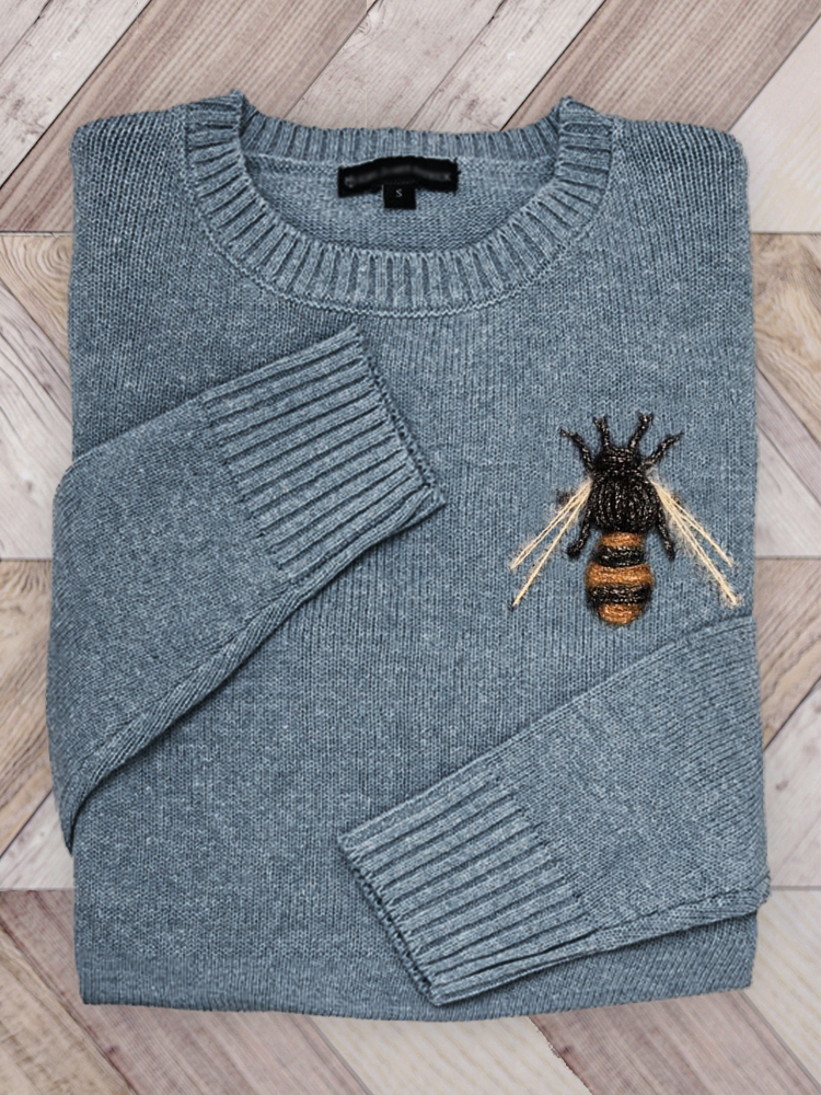 Classy Bee Glitter Crochet Cozy Knit Sweater