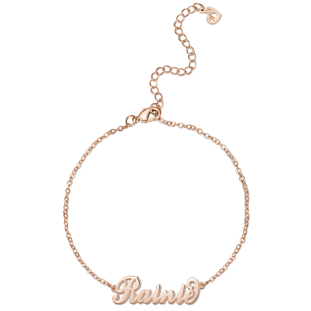 Children's Name Anklet Rose Gold Plated - Length Adjustable