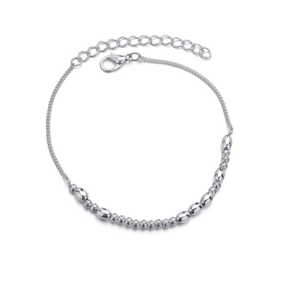 Beaded Anklet, Thin Anklet Silver Color