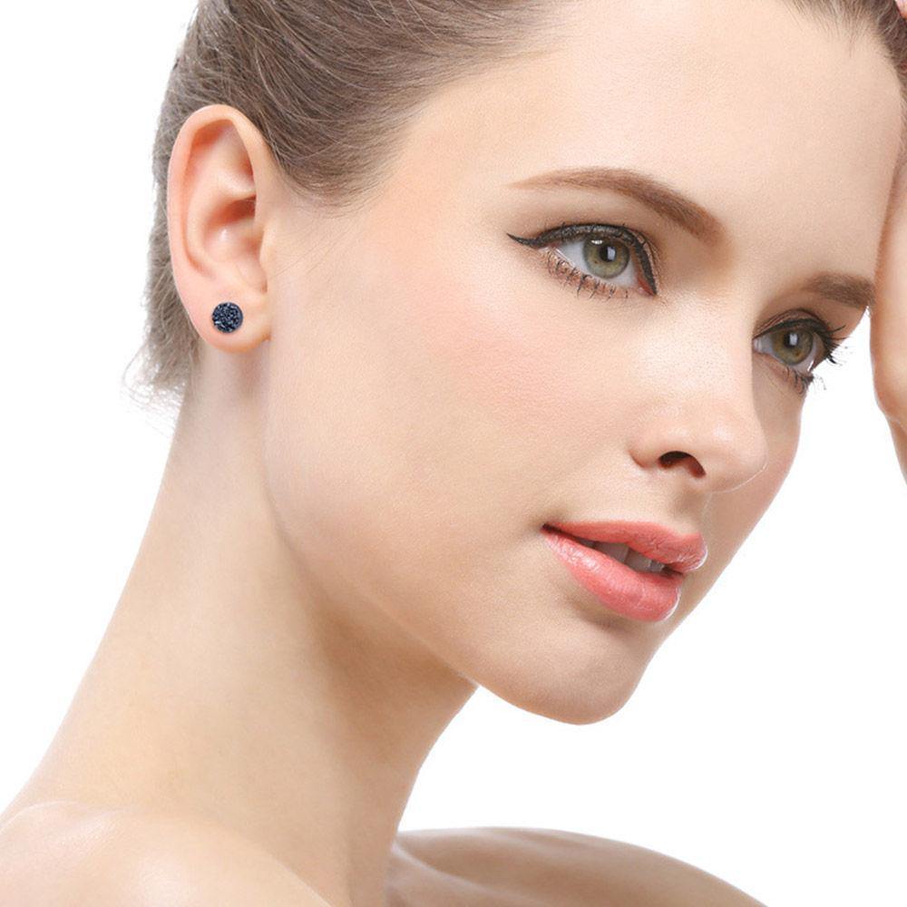 Simple Style Stud Earrings Silver Black 6mm