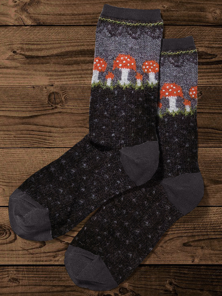 Forest Mushroom Inspired Vintage Polka Dots Socks