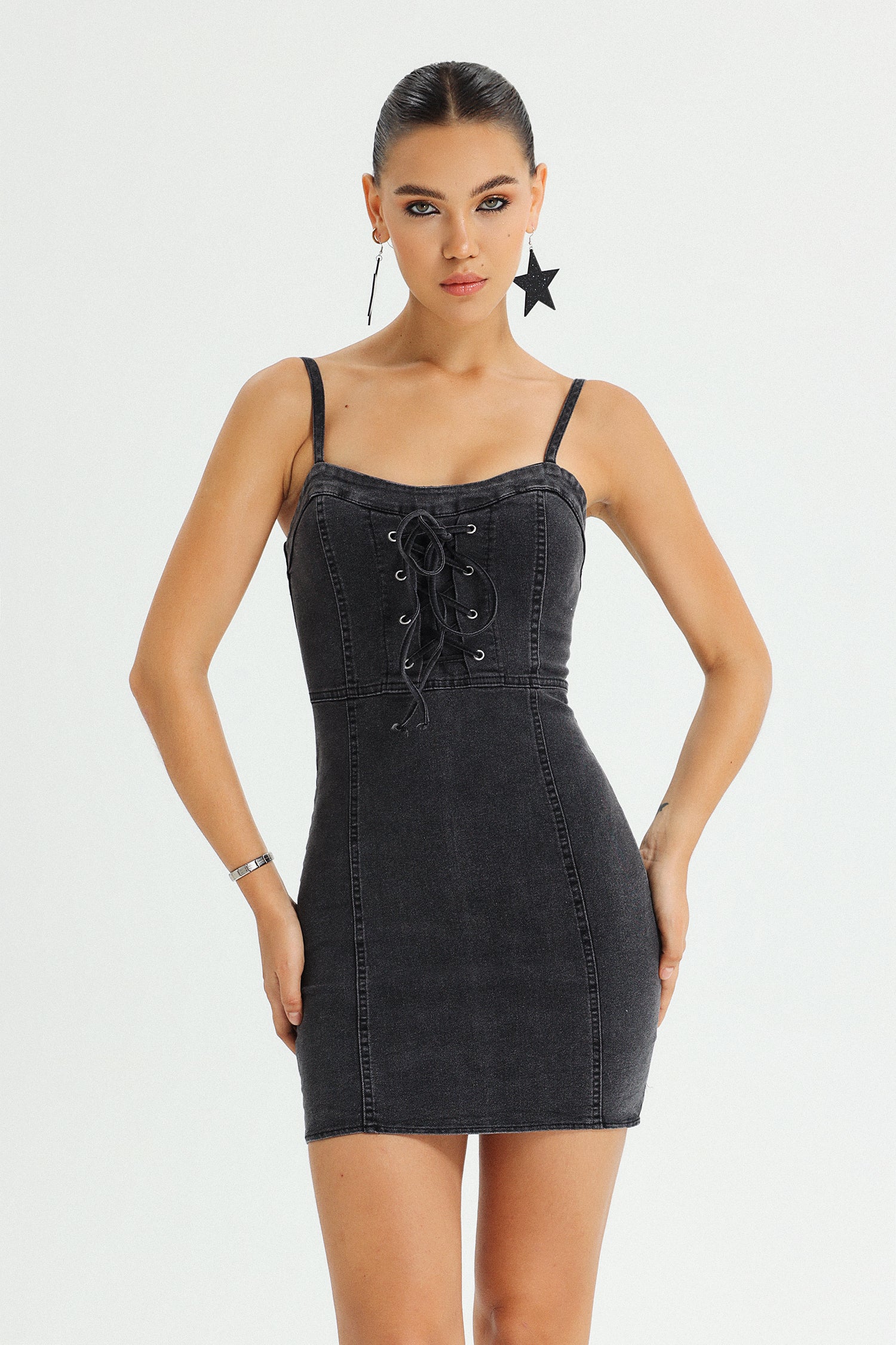 Sydney Halter Denim Mini Dress