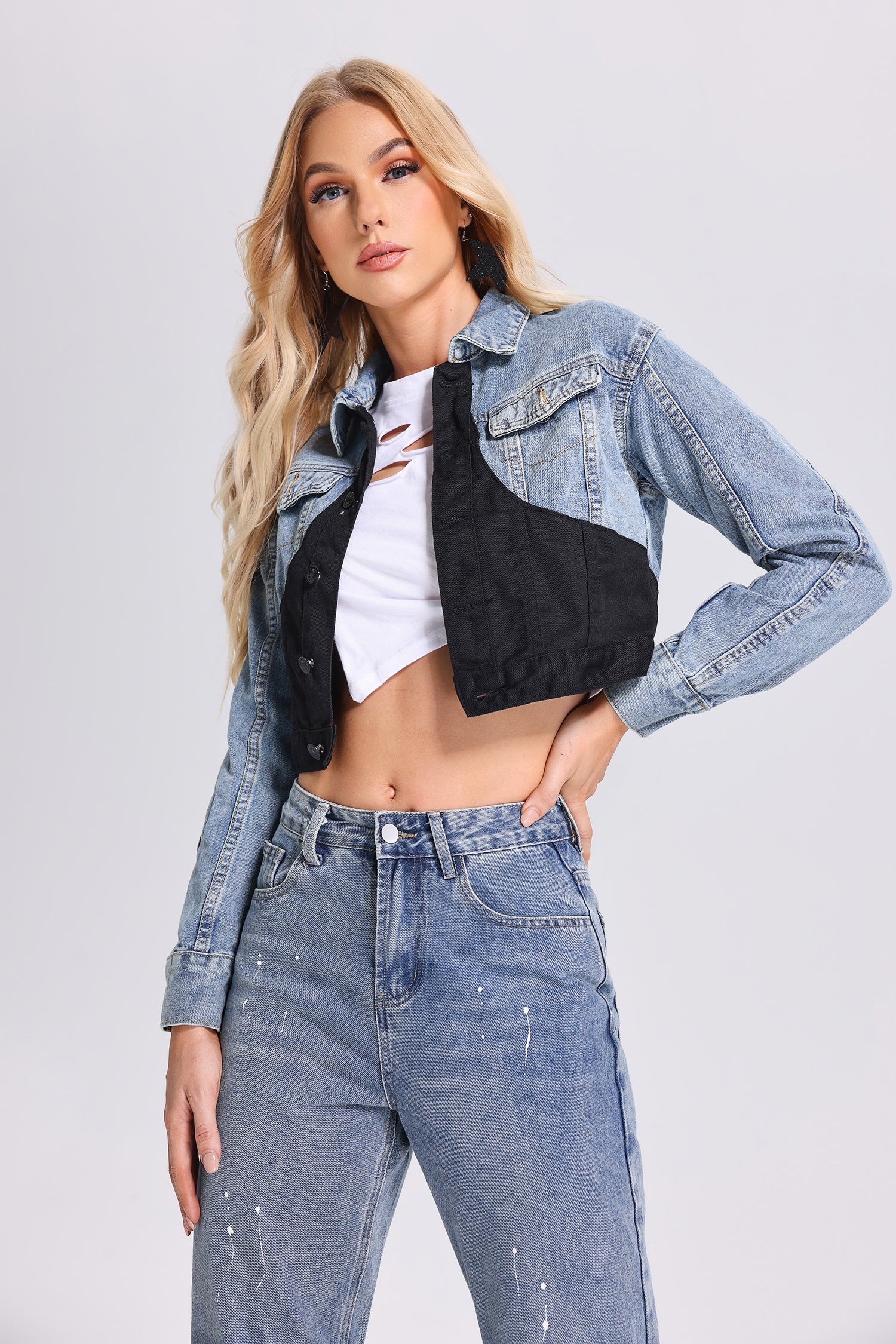 Sakani Denim Patchwork Jacket