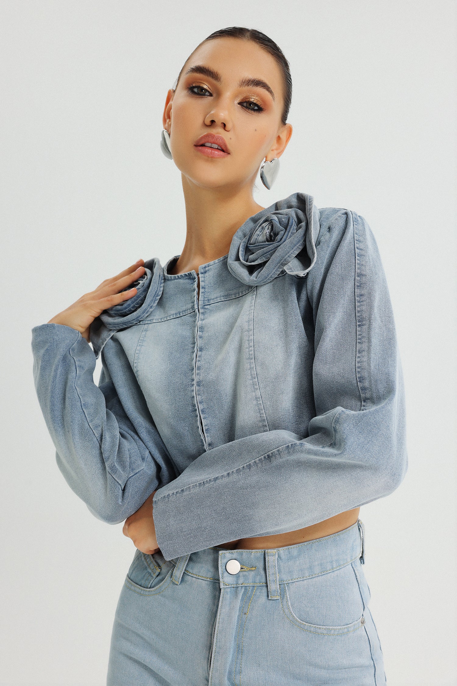 Hulic Flowers Denim Jacket
