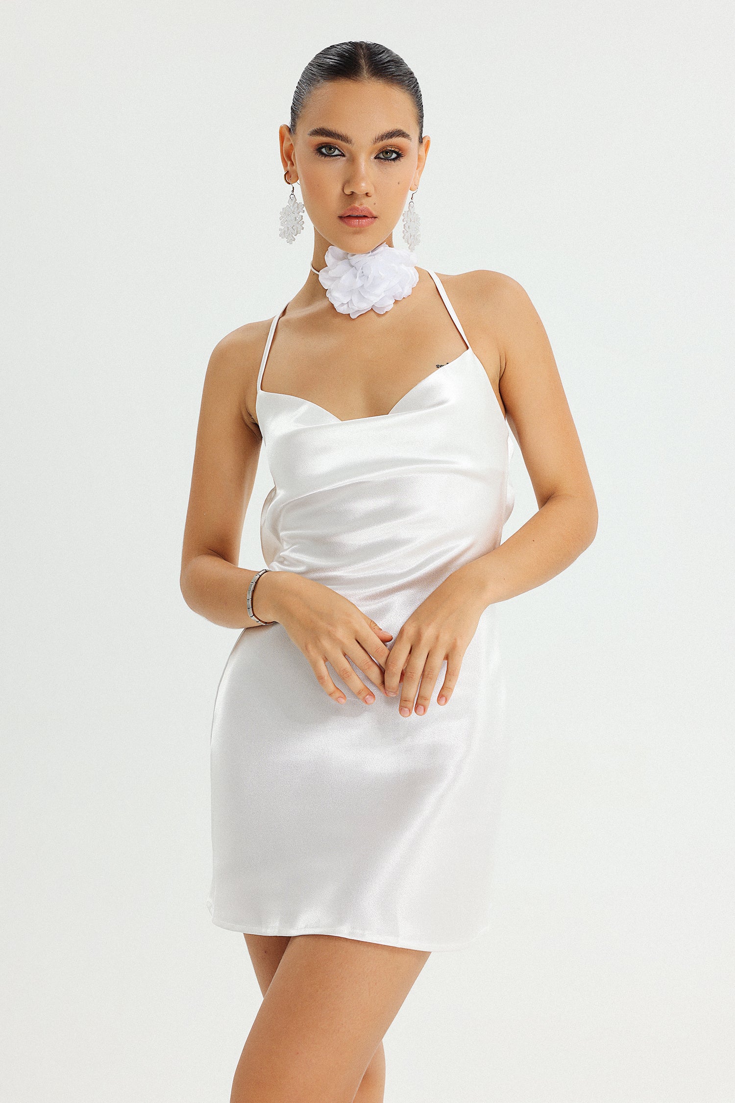 Samira Halter Satin Mini Dress