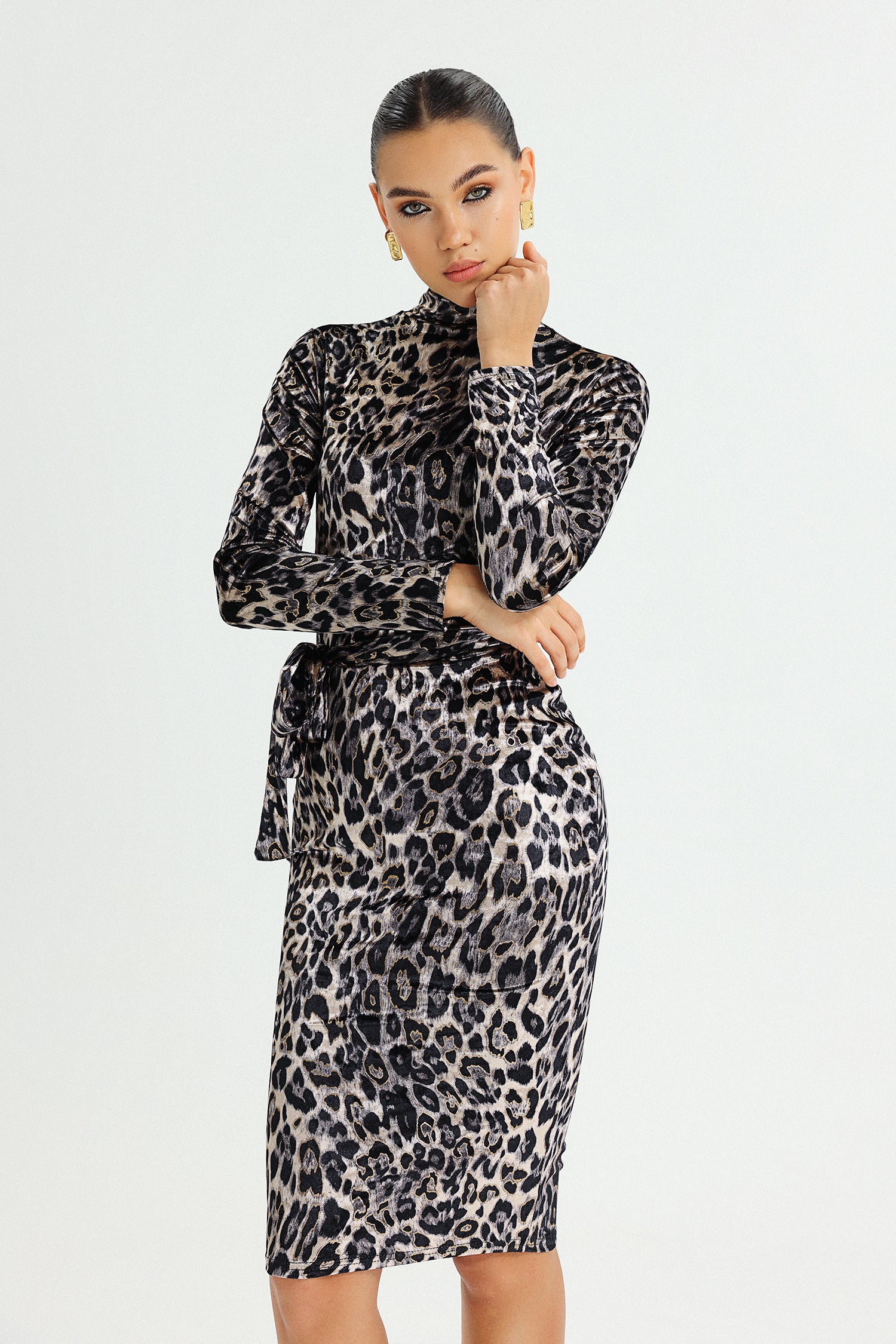 Kerlin Printed Velvet Midi Dress