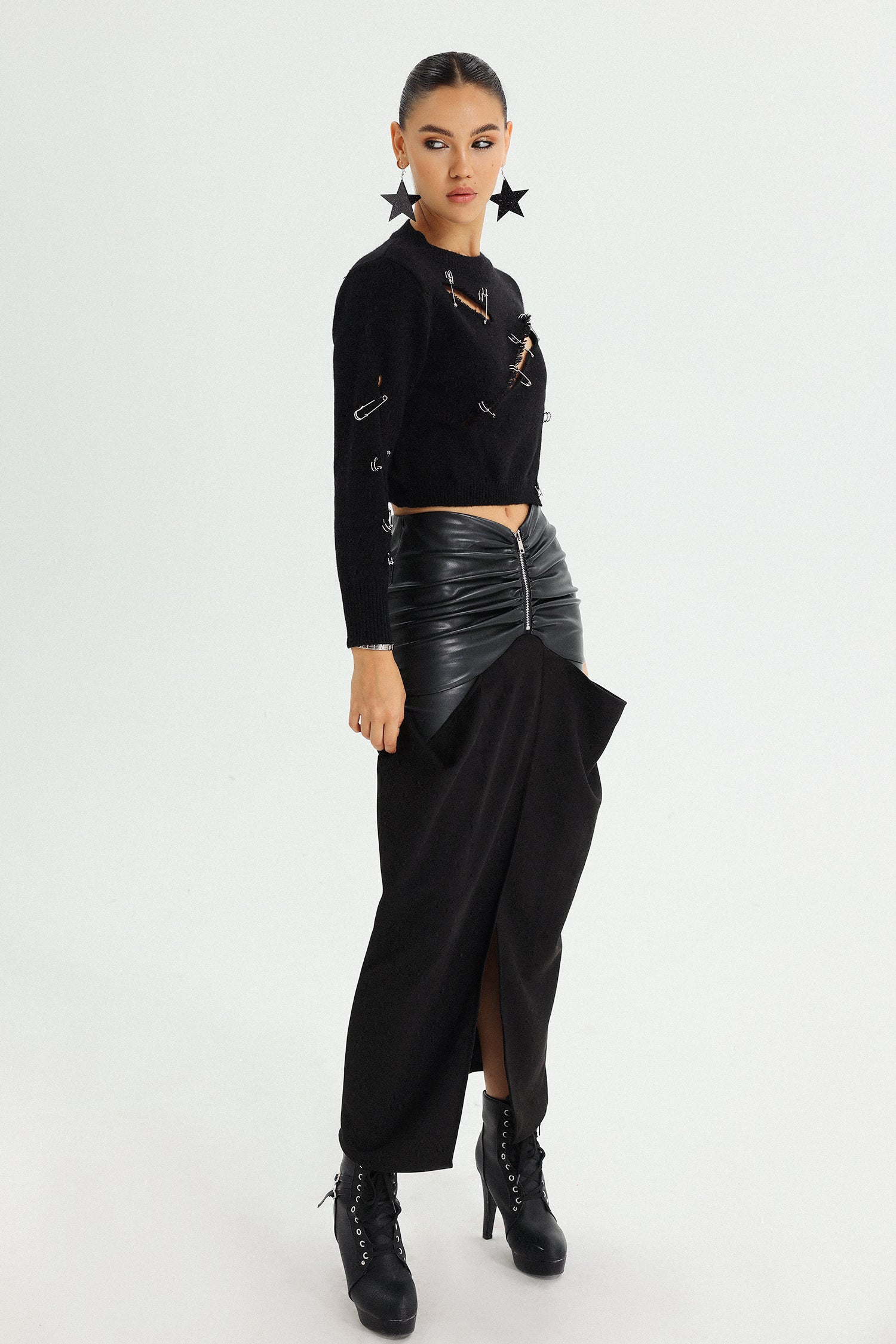 Miaka Eco-Leather Slit Skirt