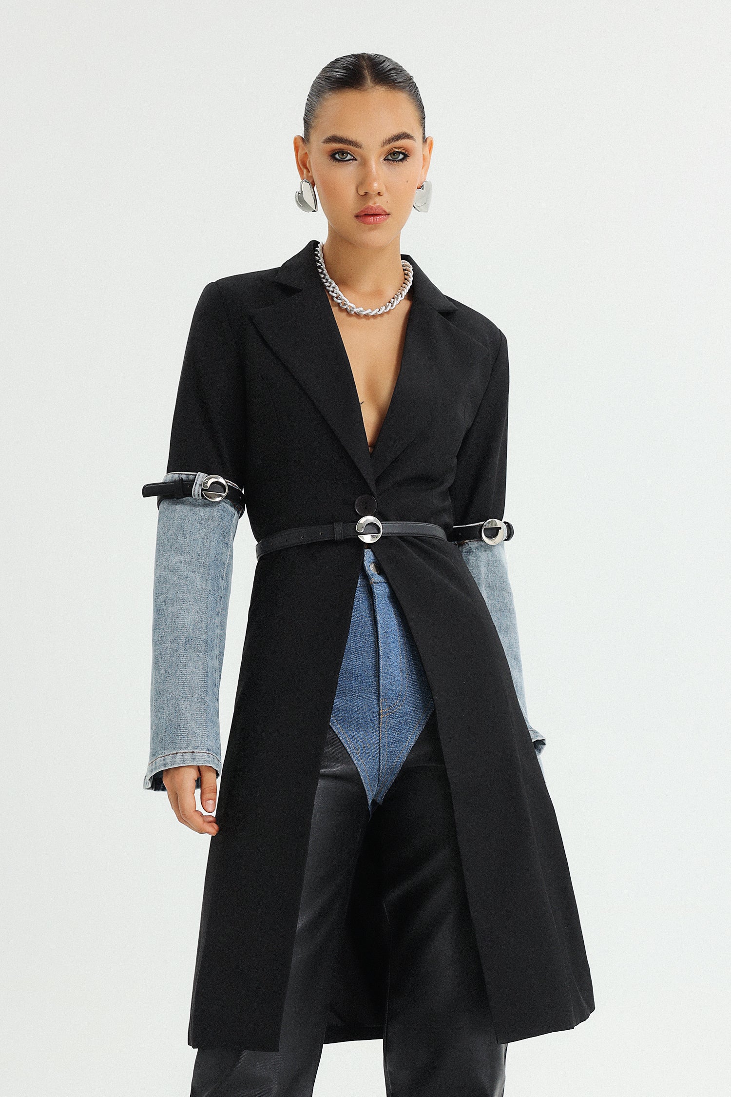 Miney Denim-Sleeves Coat