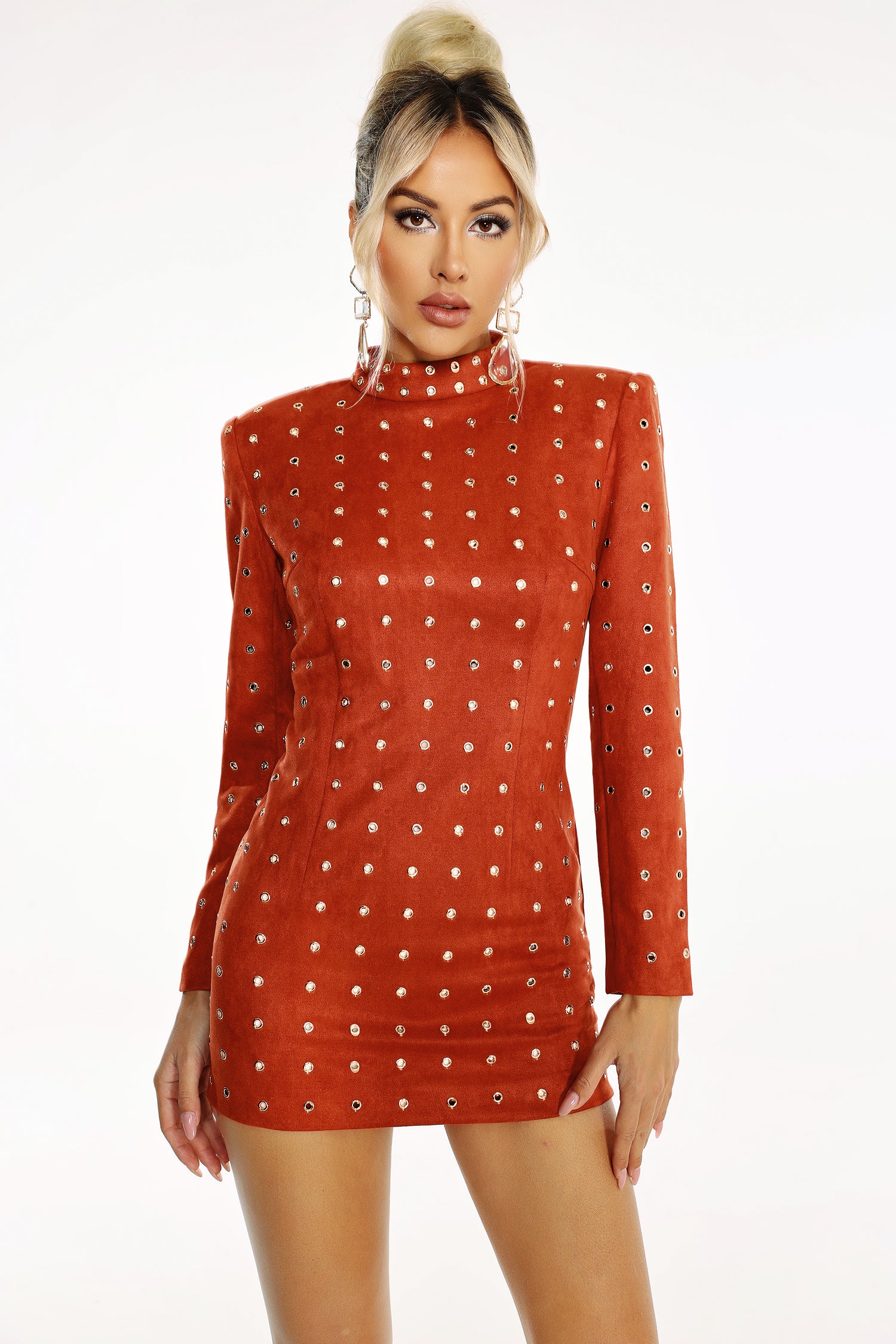 Robia Flocked Fabric Mini Dress