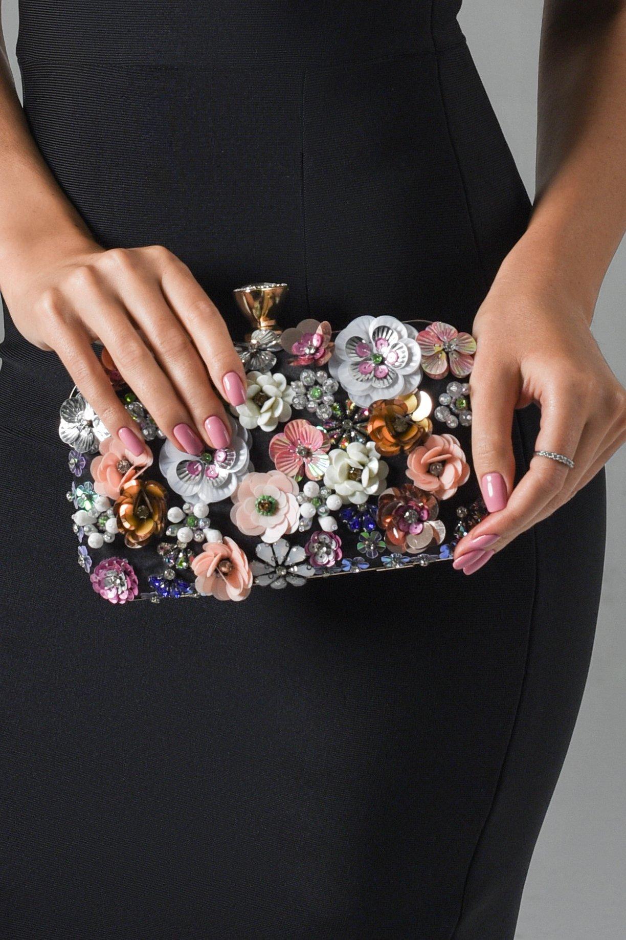 Rex Floral Embroidery Clutch