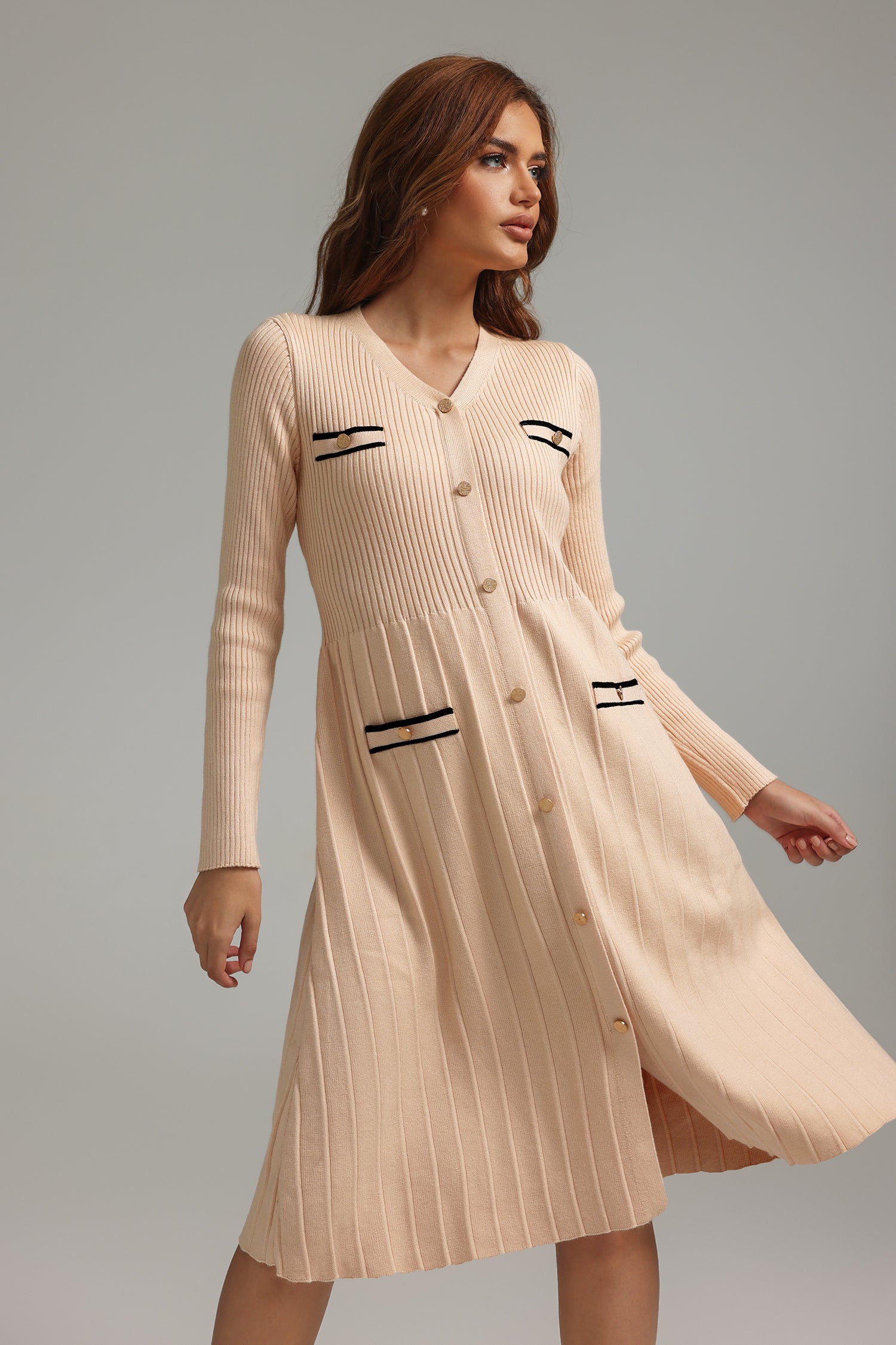 Keaton V-Neck Knitted Midi Dress