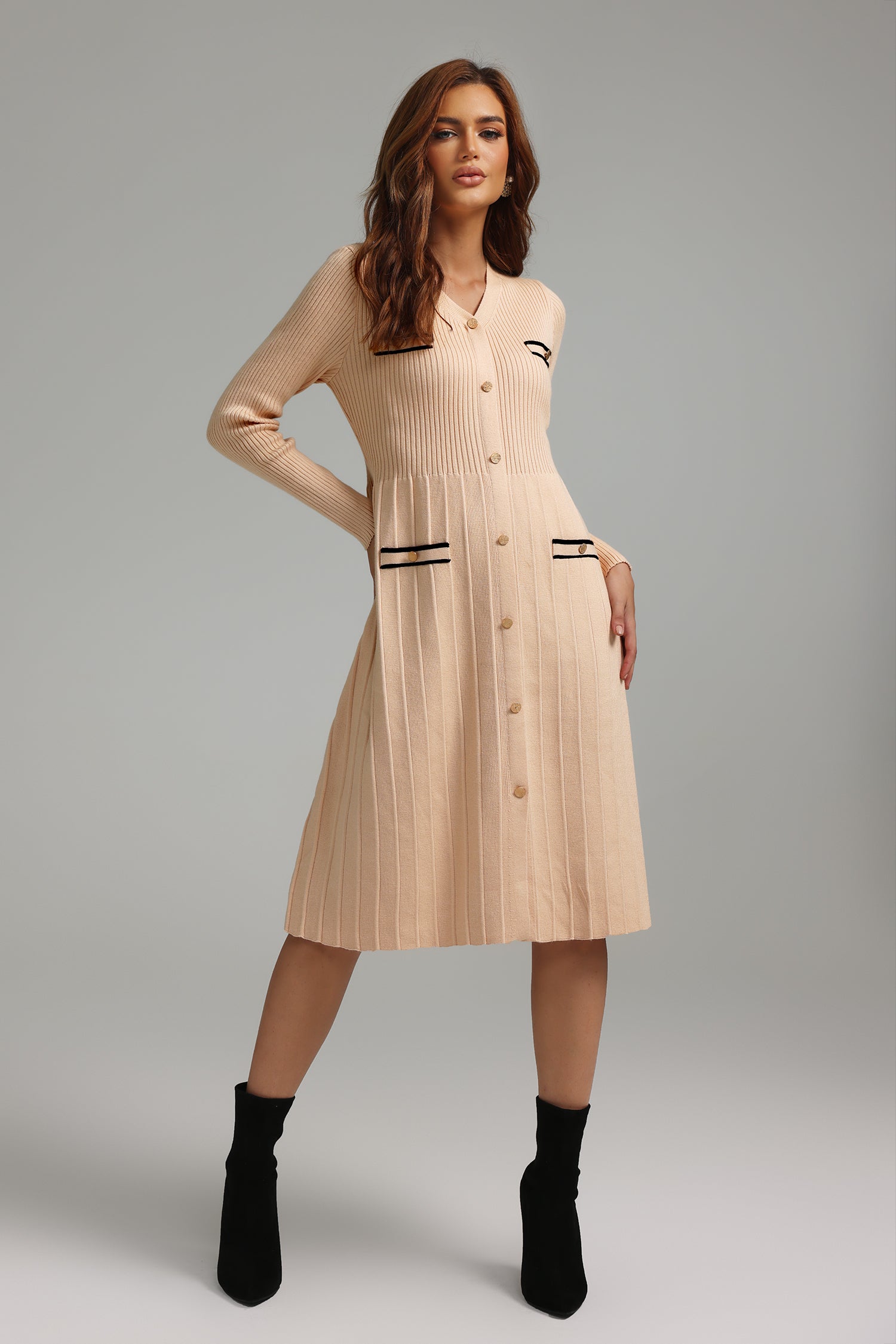 Keaton V-Neck Knitted Midi Dress