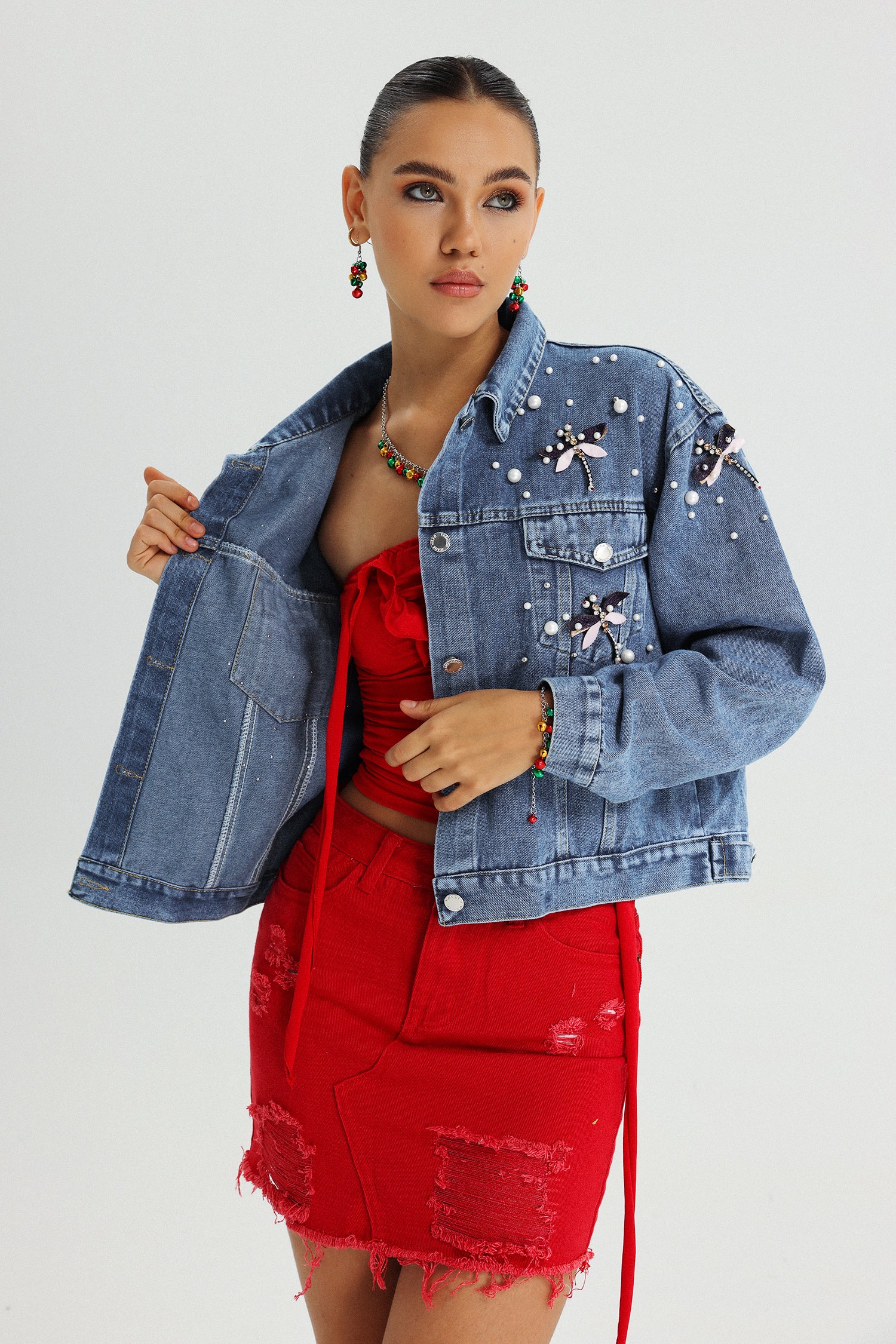 Tailored Pearl Denim Jacket
