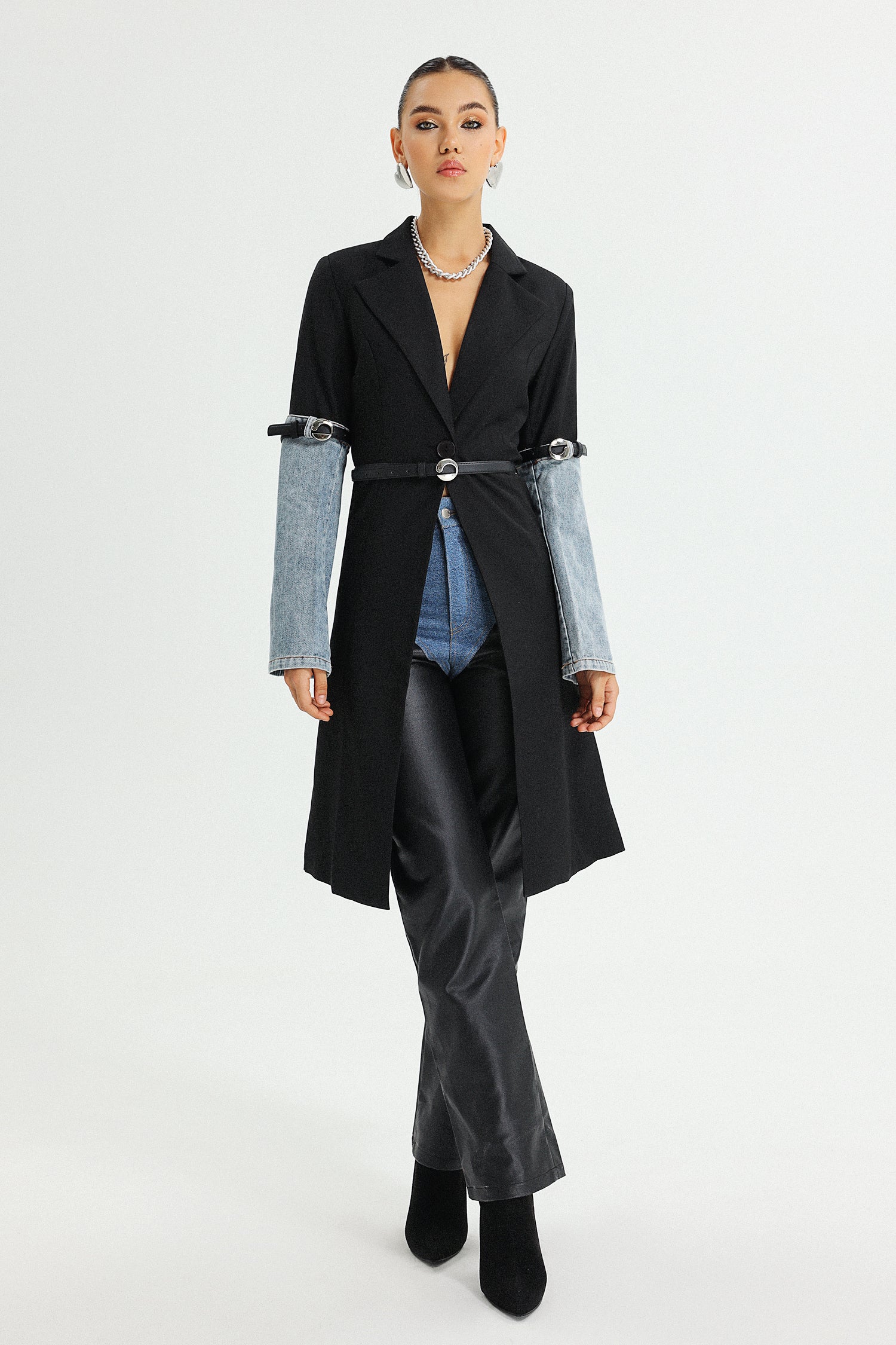Miney Denim-Sleeves Coat