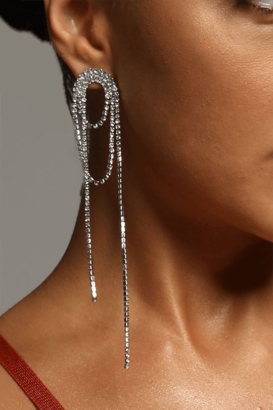Silver Diamante Tassel Earrings