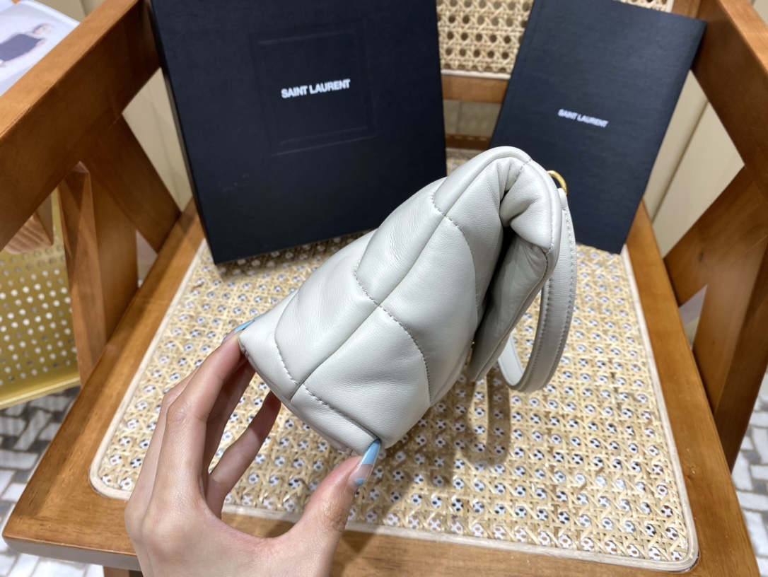 SAINT LAURENT #𝙇𝙤𝙪𝙇𝙤𝙪 𝙥𝙪𝙛𝙛𝙚𝙧LOULOU PUFFER Mini Quilted Lambskin Bag #620333Original Leather