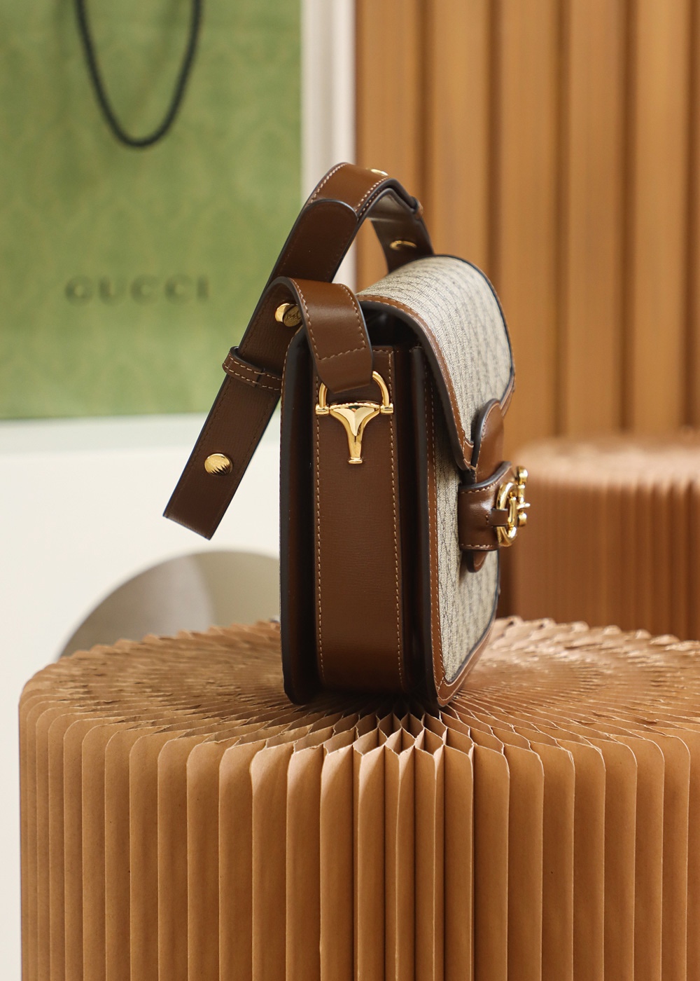 GUCCI ace product 𝐇𝐨𝐫𝐬𝐞𝐛𝐢𝐭 𝟭𝟵𝟱𝟱 saddle bag #602204