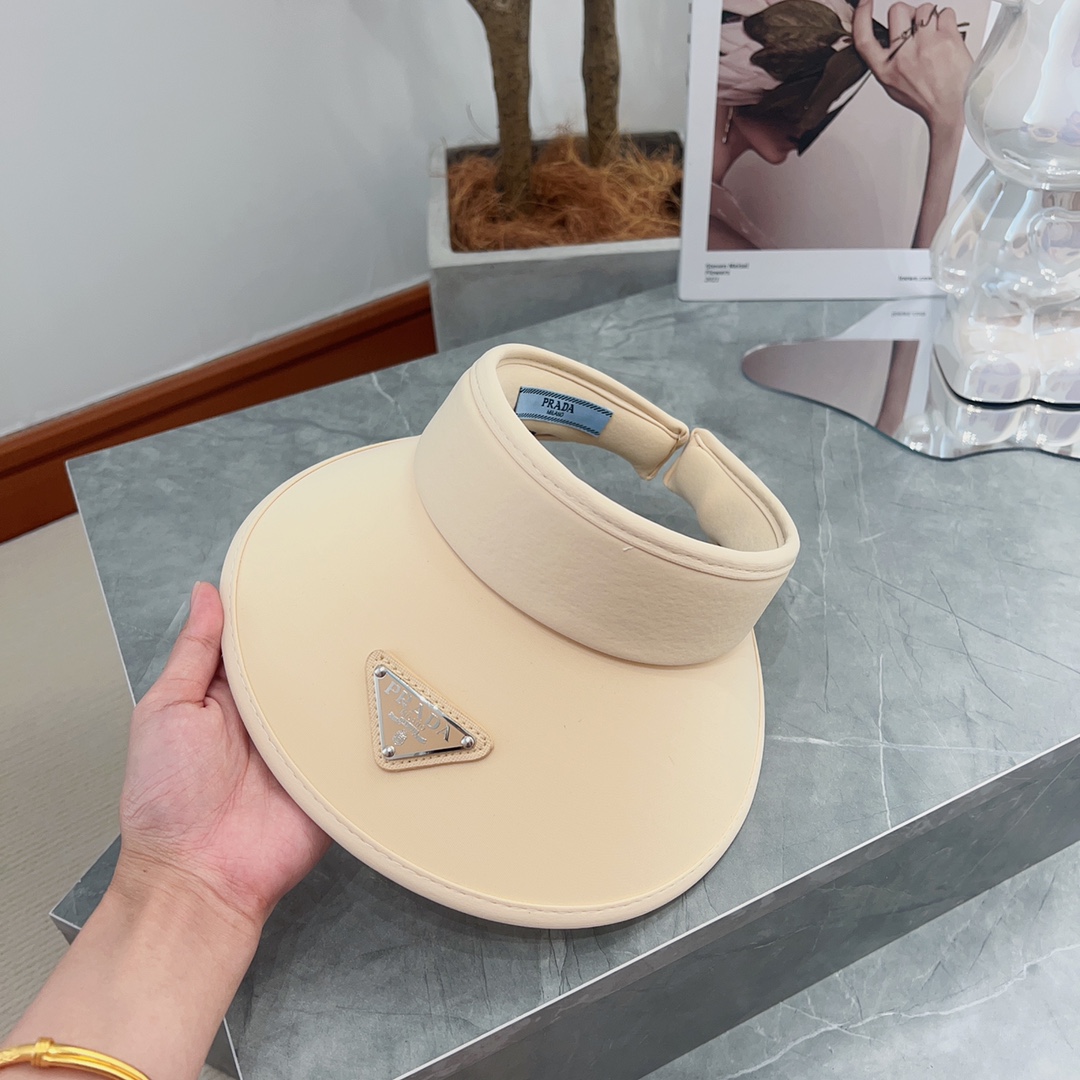 [PRADA Prada] 2023 summer new ice silk sun visor empty top hat