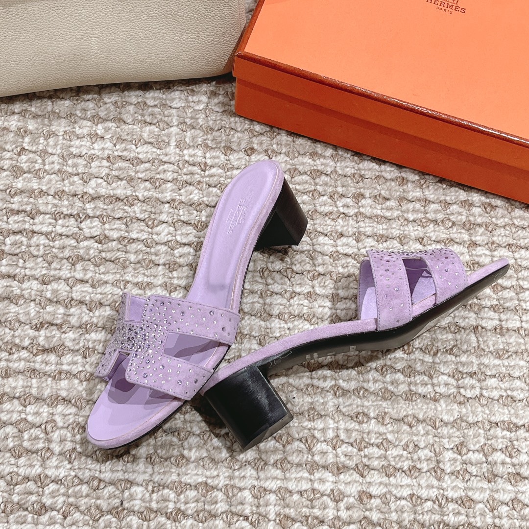 Hermes Oasis diamond face slippers series