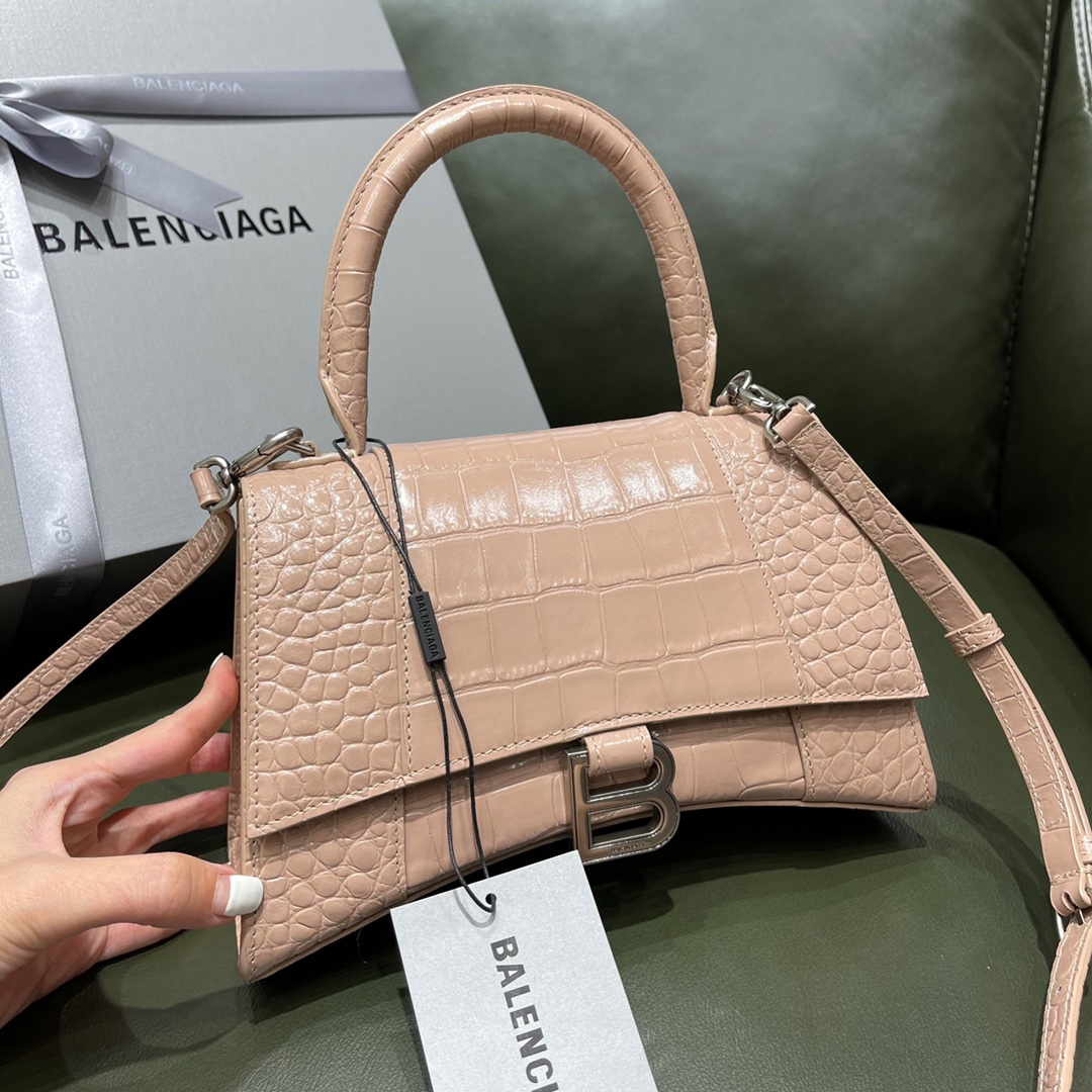 BALENCIAGA 𝐇𝐨𝐮𝐫𝐠𝐥𝐚𝐬𝐬𝐬 𝐒 crocodile-textured cowhide
