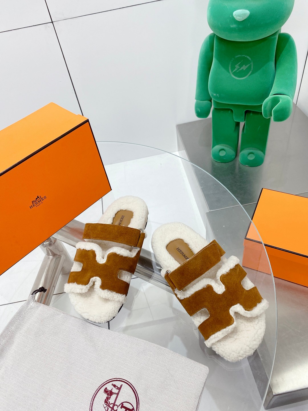 Hermes teddy fur uncle shoes