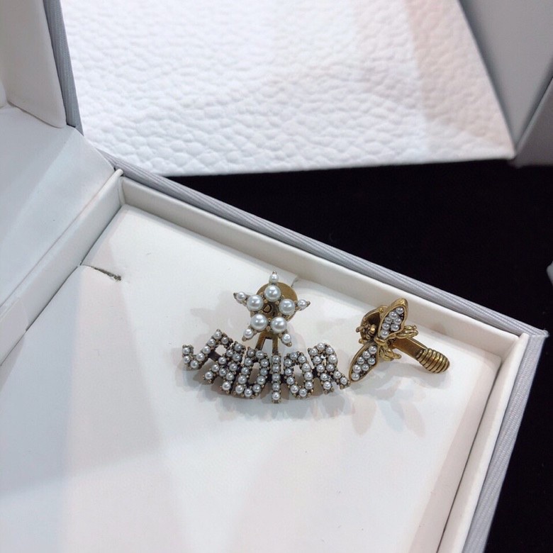 Dior CD letter JADIOR asymmetric stud earrings