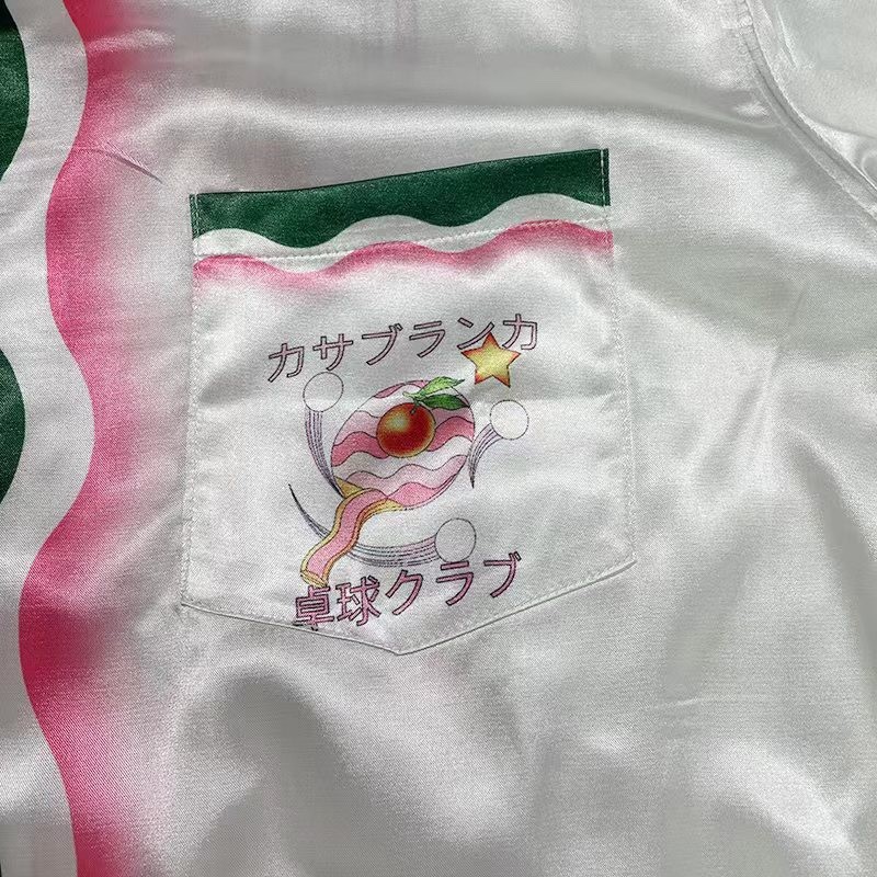 Casablanca SS22 spring and summer, pink and green wavy print color bump short-sleeved shirt