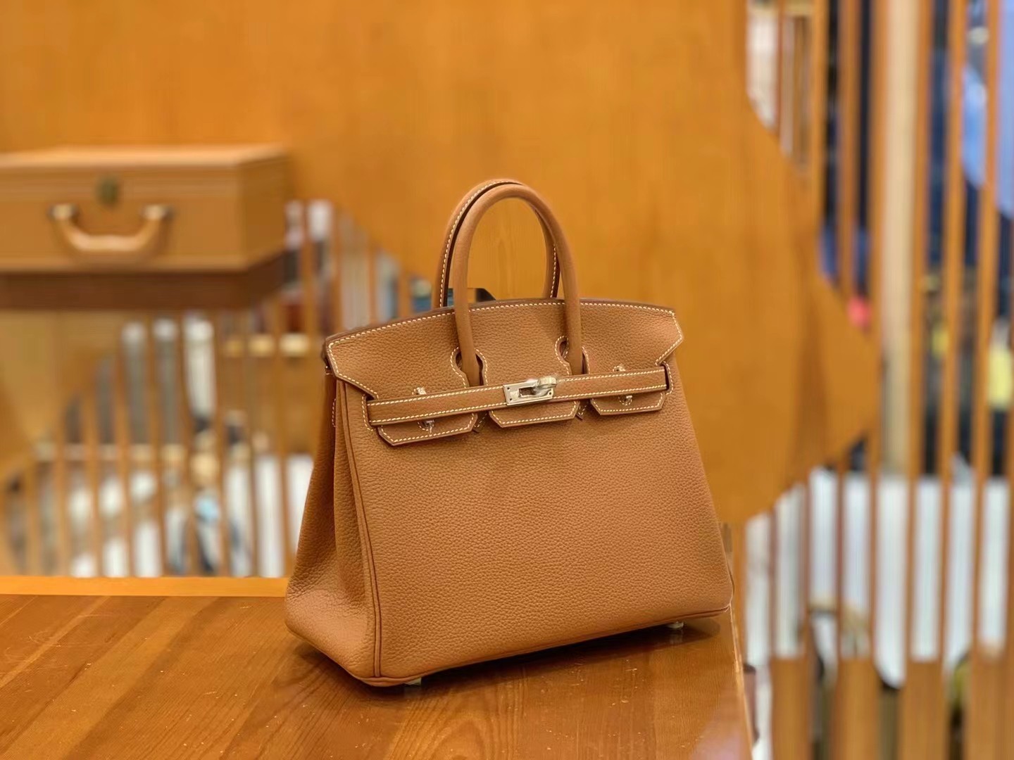 Birkin gold brown and silver buckle togo French original beeswax thread